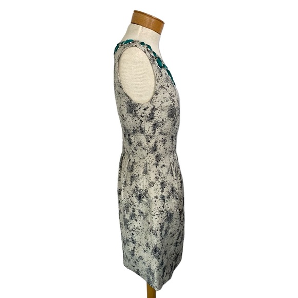 LELA ROSE Sz 6 Aqua Embellished Rhinestone Abstract Sheath Dress - Picture 5 of 11